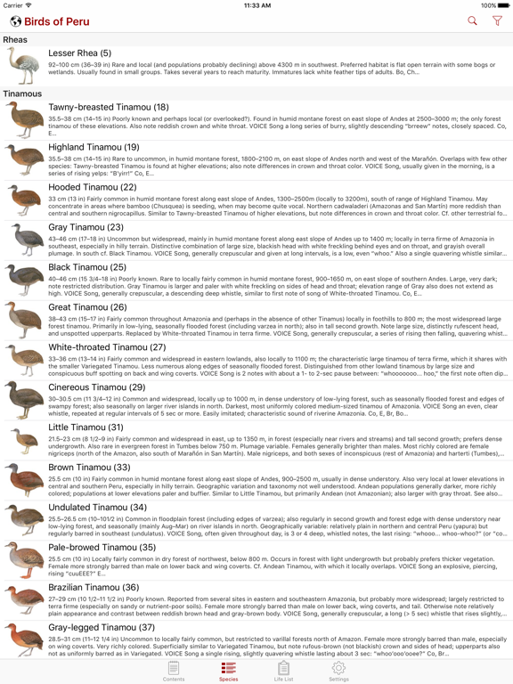 Birds of Peru iPad screenshot 5 - Book app