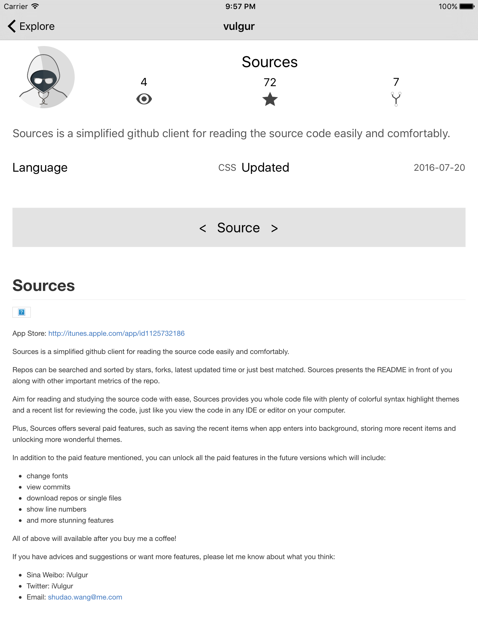 Sources - Simple code viewer for Github