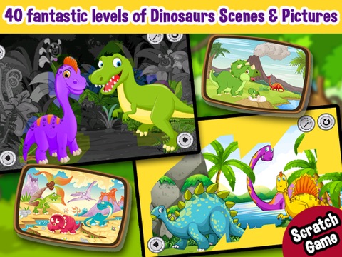 Dinosaurs Scratch & Paint Color Games iPad screenshot