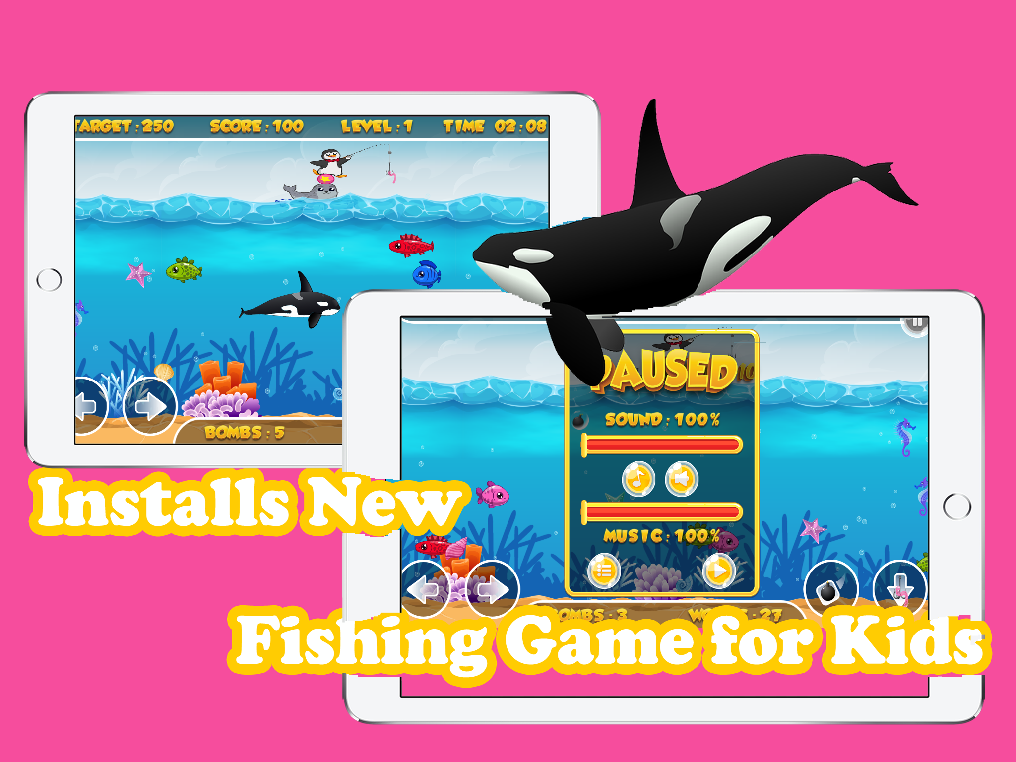 Penguin Fishing Game Free for Kids