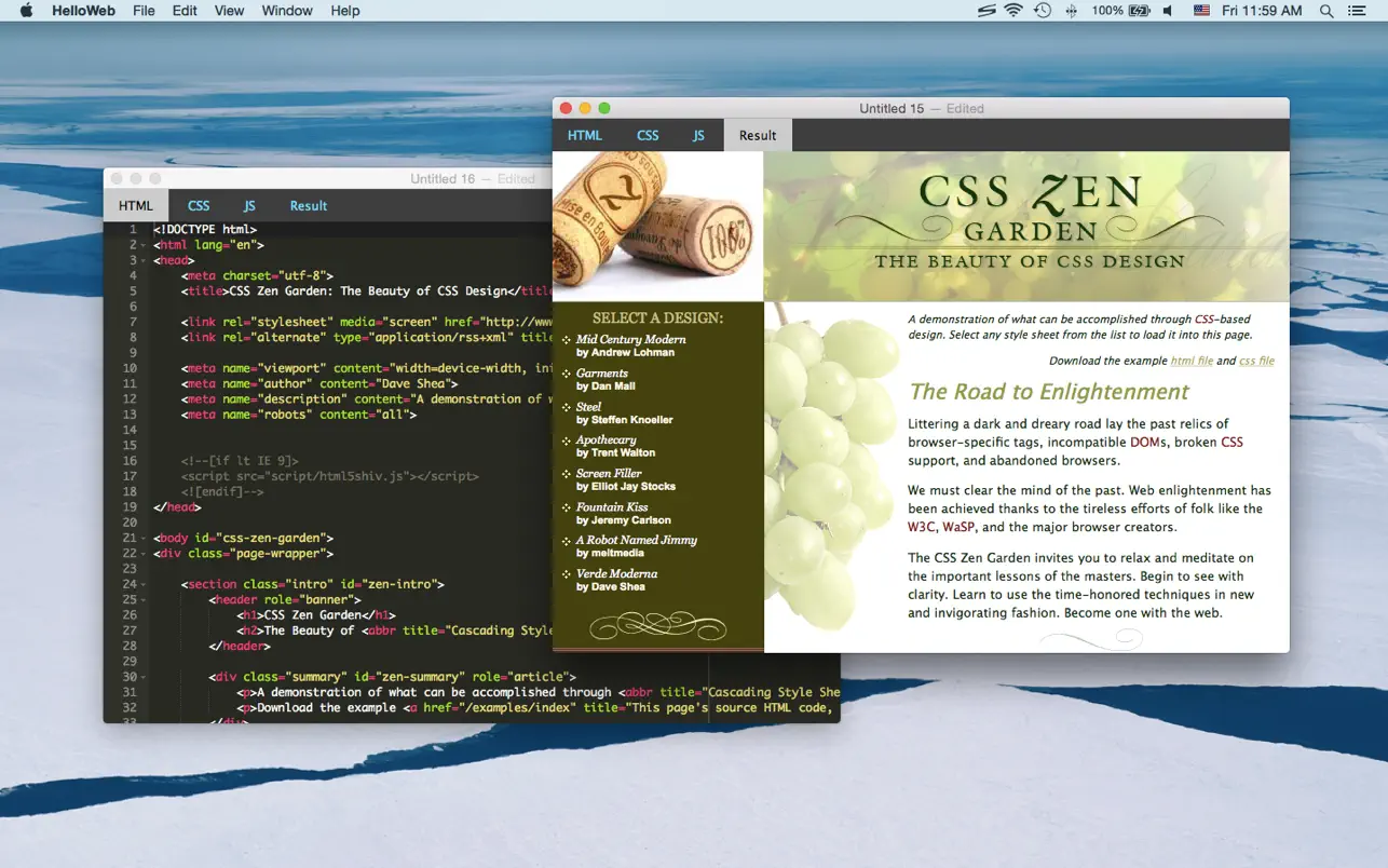 HelloWeb Free: Write & Test HTML/CSS/JS Code (macOS) Por: 兰桂 吴
