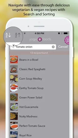 Captura de pantalla de YogicFoods en iPhone 5