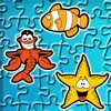 漫画のジグソーパズルでかわいい魚や海の動物を見つける - 子供のための教育解決マッチゲーム