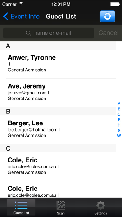 iwannaticket ticket scanner screenshot