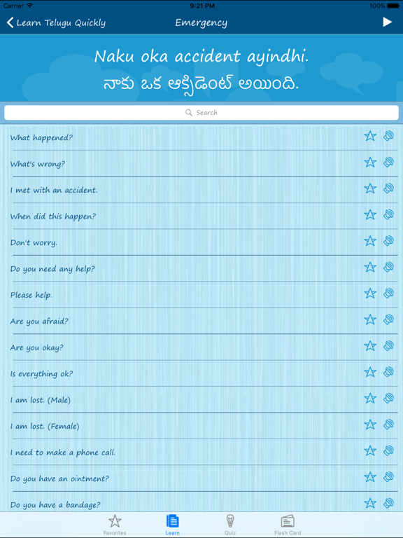 Screenshot #5 pour Learn Telugu Quickly - Phrases, Quiz, Flash Card