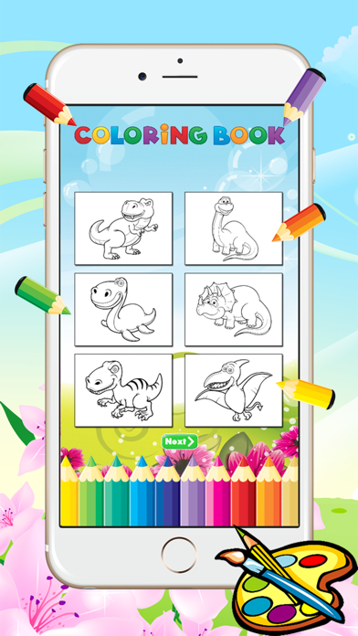 Dinosaur Dragon Coloring Book - All In 1 Dino Drawing, Animal Paint And Color Games HD For Good Kid iPhone screenshot