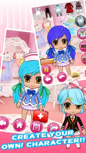 為青少年女孩 & 孩子免費打扮赤壁人物遊戲 - 卡哇伊風格漂亮的造物主公主和可愛的動漫女孩(圖1)-速報App