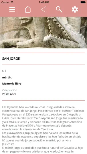 Captura de pantalla de El Santoral en iPhone 2