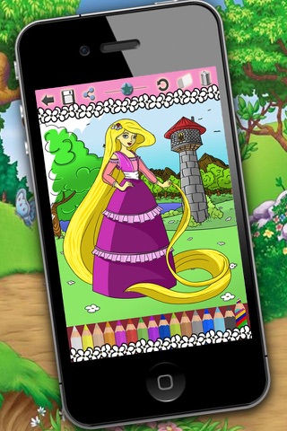 Paint and Color Princesses coloring book - Premium screenshot 2