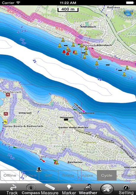 Bodensee GPS Navi Karte für bootfahren angeln und segeln
