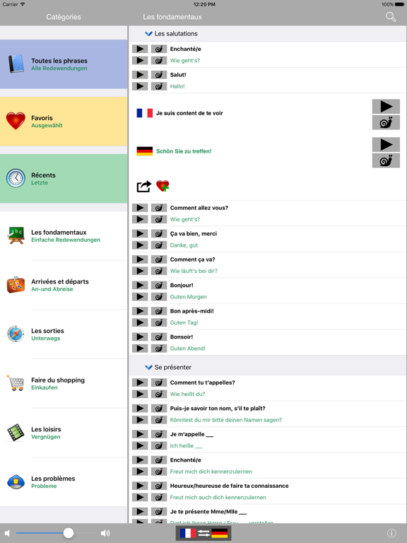 French / German Talking Phrasebook Translator Dictionary - Multiphrasebook iPad screenshot