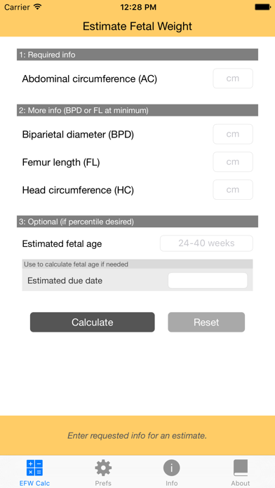 Screenshot #1 pour Fetal Weight Calculator - Estimate Weight and Growth Percentile