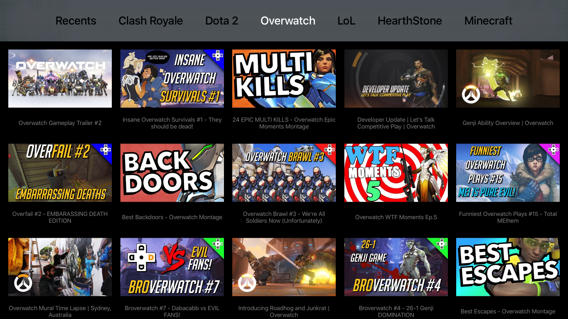 Gaming Videos for Dota, LoL, Hearthstone, Overwatch, Minecraft screenshot 2