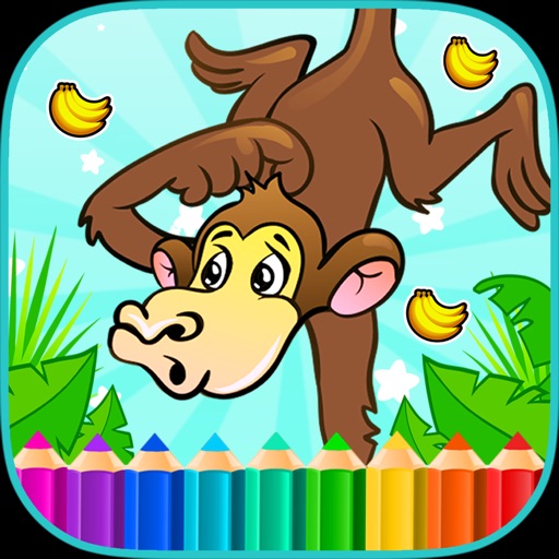 Bananas Monkey Coloring Books Icon