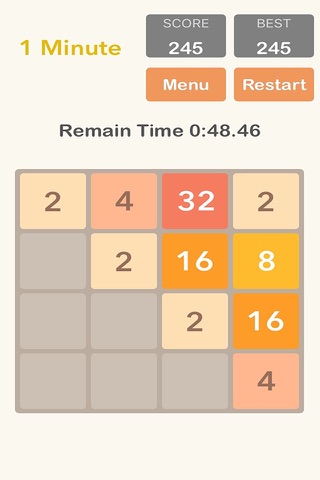 i2048 - 4x4 Tiles 2048 Puzzle Classic & Rush screenshot 2