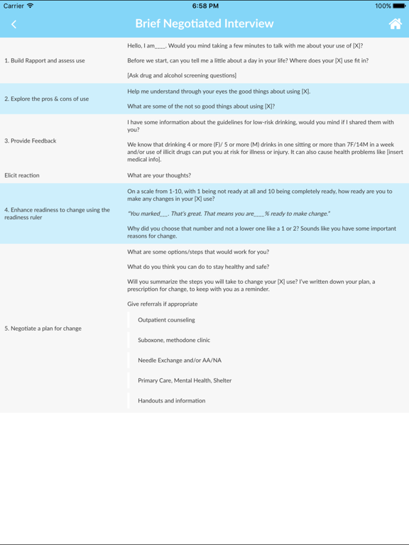 OHN SBIRT iPad screenshot 4 - Medical app