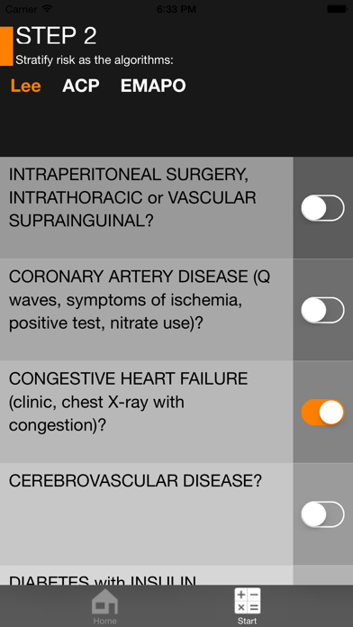 Perioperative risk Screenshot