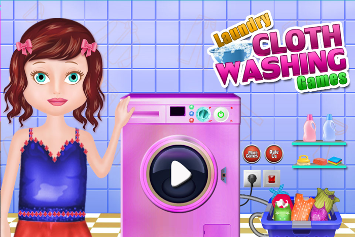 Kids Laundry Clothes Washing and Cleaning - Free Fun Home Games for Girls and kids