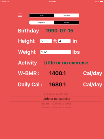 Screenshot #4 pour Daily Calorie & BMR Calculator - Diet Plan,Healthy Watcher