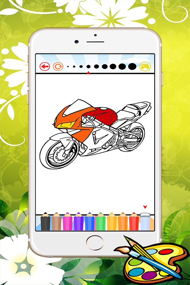 Motorcycle Coloring Book For Kids - Games Drawing and Painting For learning screenshot 4