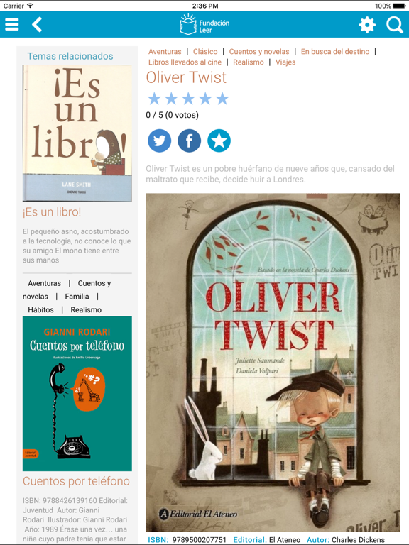 Screenshot #5 pour Fundación Leer: recomendación de libros, actividades para niños sobre literatura infantil y juvenil