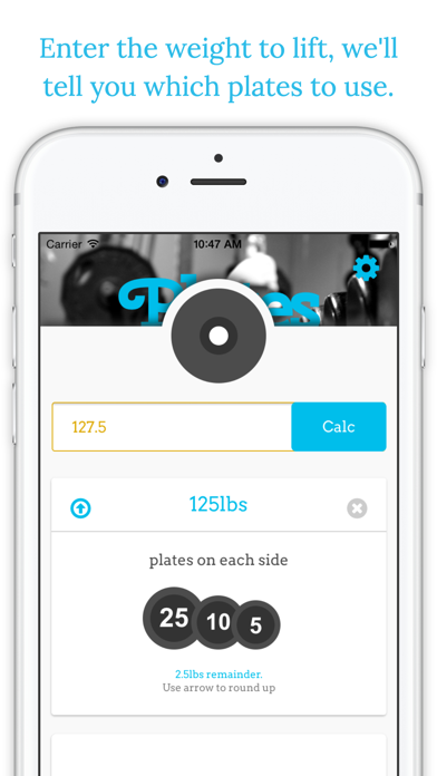 Screenshot #2 pour Plates - A Simple Lifting Calculator for the Gym