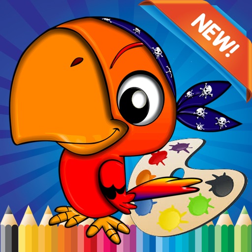 Bird Coloring Book for children age 1-10: Drawing & Coloring page games free for learning skill icon