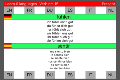 Learn 6 languages simultane using verbs PRO screenshot 2