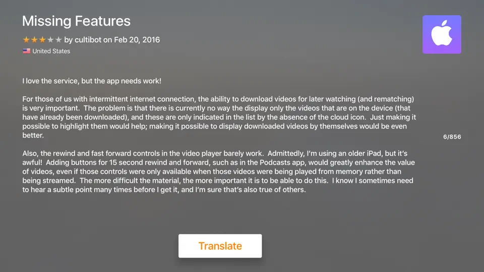 Скриншот Reviews For TV на iPhone 2