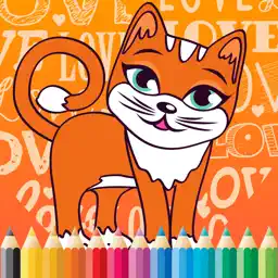 Cat Cartoon Paint and Coloring Book Learning Skill - Fun Games Free For Kids app icon