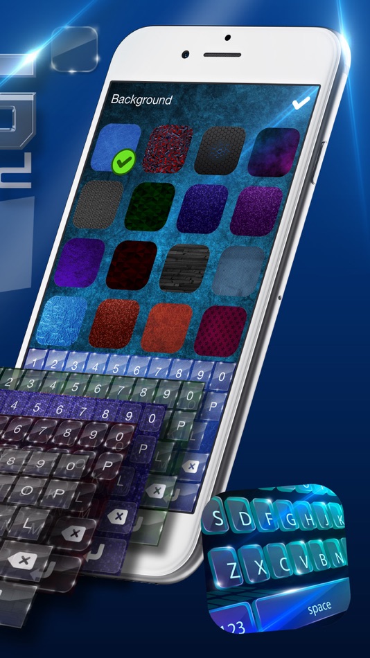 #2. Glass Keyboard Design – Beautiful Keyboard Themes with Glassy Backgrounds and Fancy Fonts (iOS) 由: Sandra Djukic