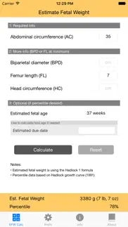 fetal weight calculator - estimate weight and growth percentile iphone screenshot 2