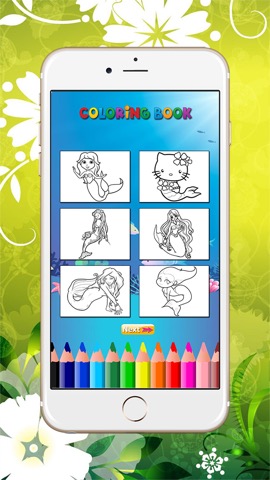 女の子のためのマーメイドぬりえ：、子供のための無料ゲームを色に学び、人魚を描きますのおすすめ画像1
