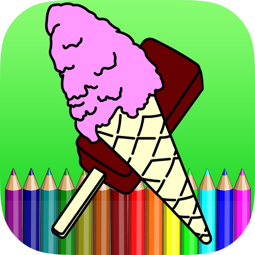 ice cream coloring book for kids icon