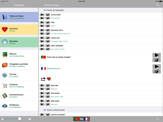 Portuguese / French Talking Phrasebook Translator Dictionary - Multiphrasebook iPad screenshot 2 - Travel app