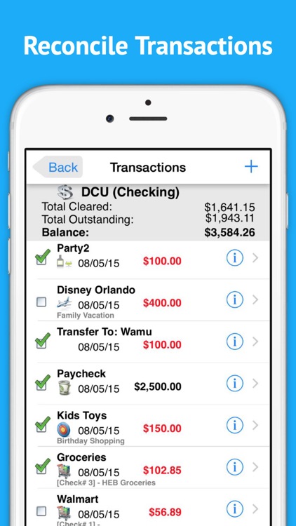 Checkbook Ledger - Reconcile and balance your checkbook register