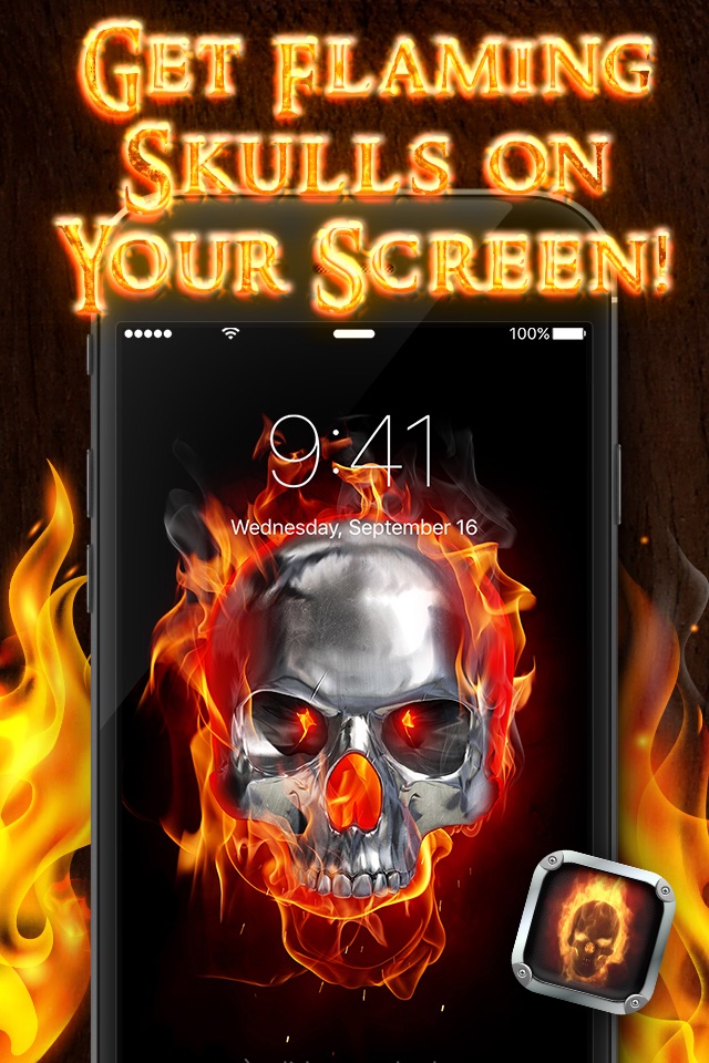 Skull on Fire Wallpapers – Cool Background Pictures and Scary Lock Screen Theme.s screenshot 3