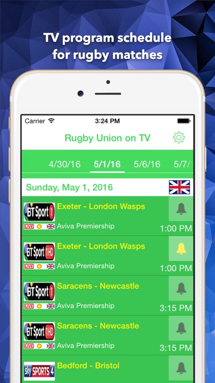 Rugby Union on UK TV: schedule of all Rugby U matches on Britain TV