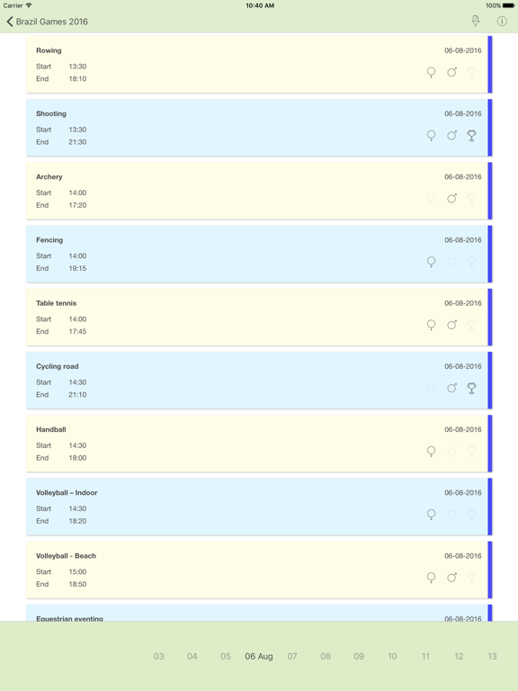 Screenshot #5 pour Jeux de Brésil 2016 Dates and Horaires de Rio de Janeiro Événements Sportifs D'été