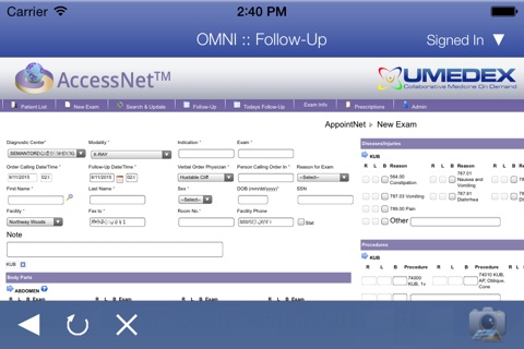 UMEDEX OMNI AccessNet screenshot 2