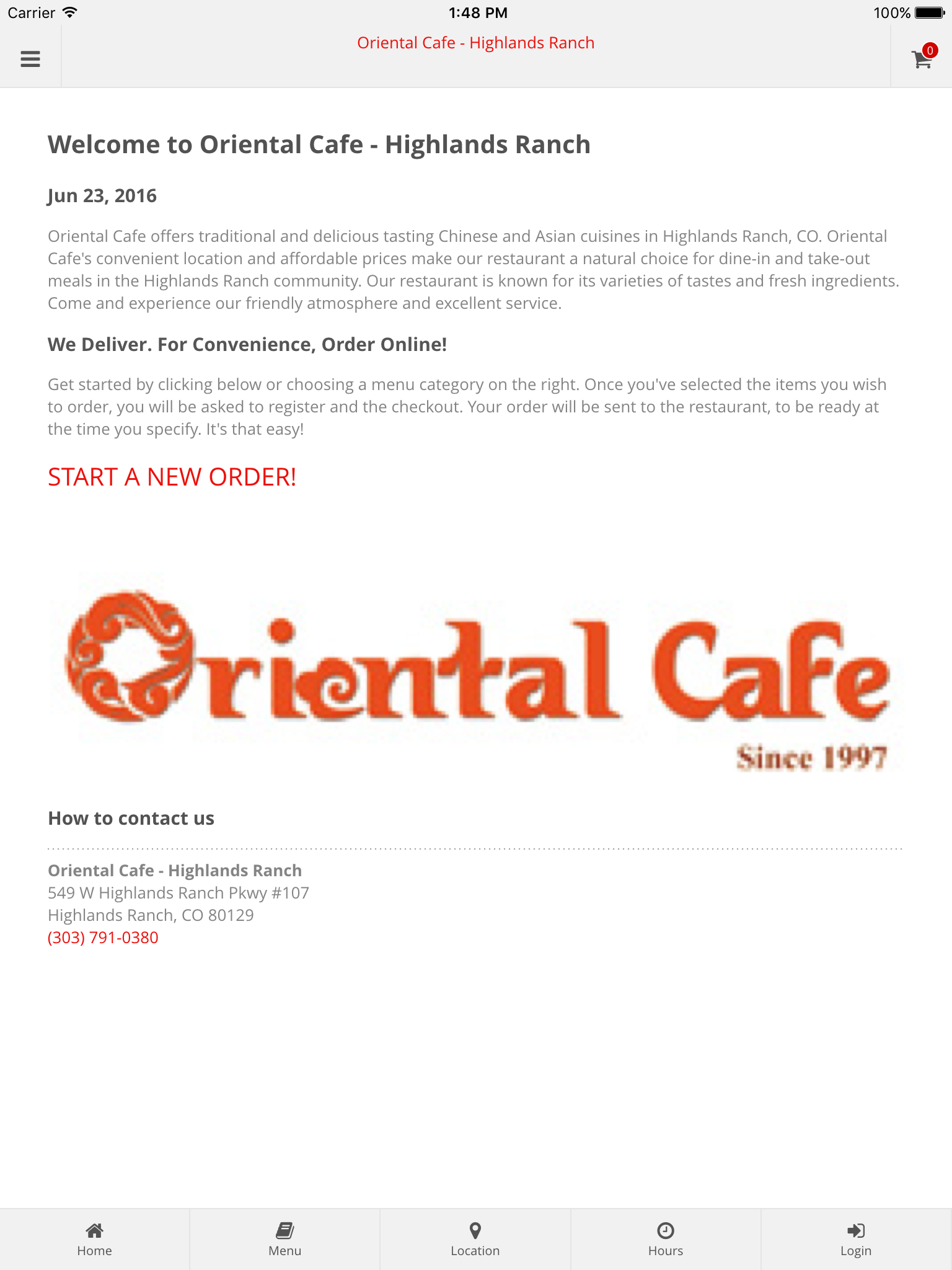 Oriental Cafe - Highlands Ranch Online Ordering