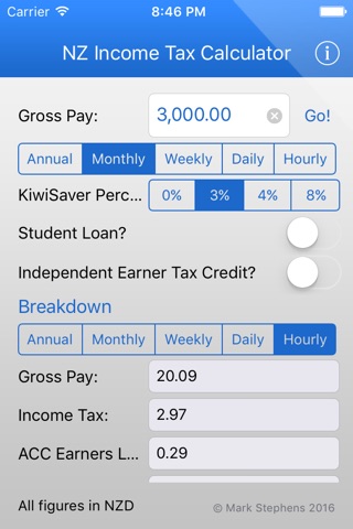 NZ Tax Calc screenshot 2