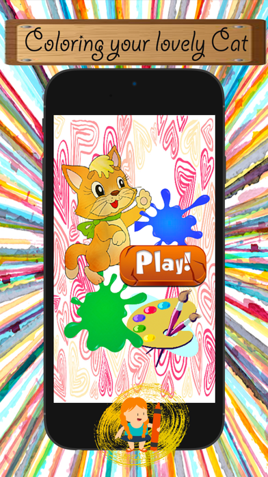 Cat Cartoon Paint and Coloring Book Learning Skill - Fun Games Free For Kids app screenshot