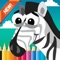 Icon Zoo animals Coloring Book: Move finger to draw these coloring pages games free for children and toddler any age