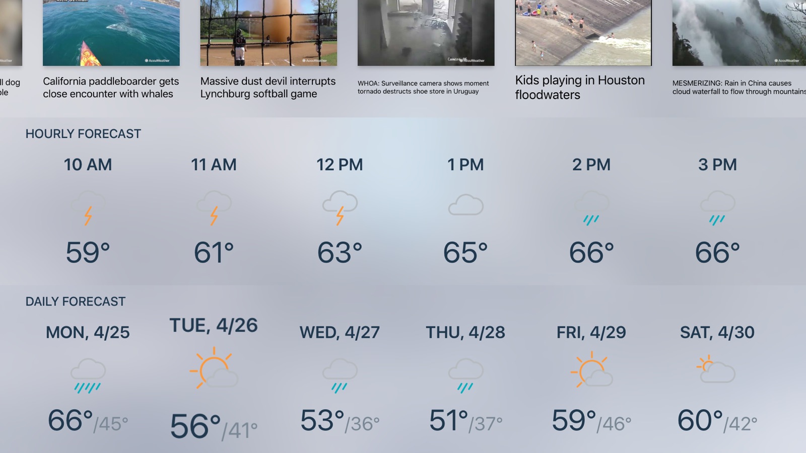 AccuWeather: Weather Forecast apple_tv screenshot 2