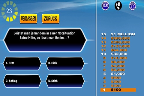 Millionär Spiel - Deutsche screenshot 2