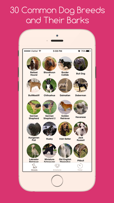 Screenshot #1 pour Dog Breeds: Dogs barking sounds, identification, whisperer, emotional free