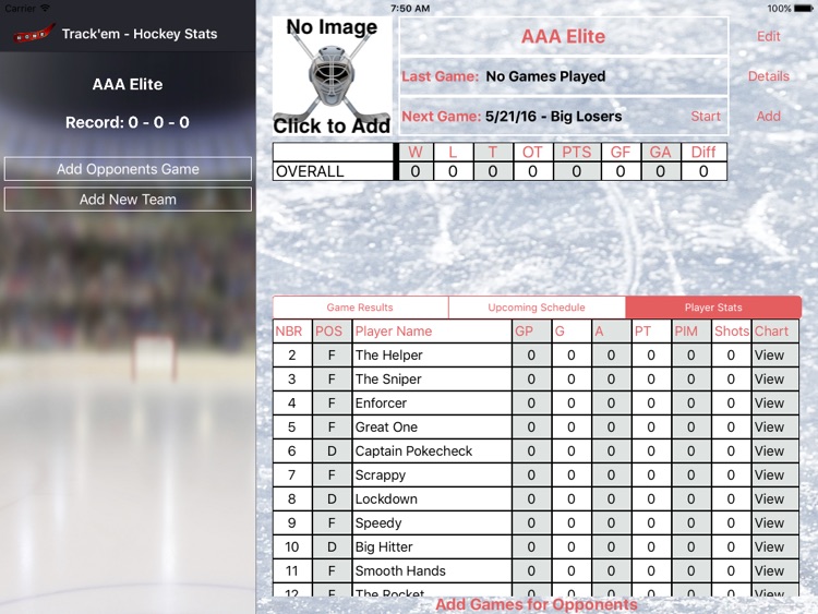 Track'em - Hockey Stats iPad