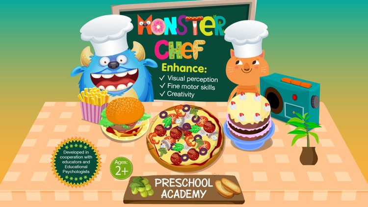 Monster Chef - Baking and cooking with cute monsters - Preschool Academy educational game for children