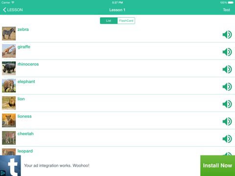 Learn English By Picture and Sound - Topic : Animals iPad screenshot